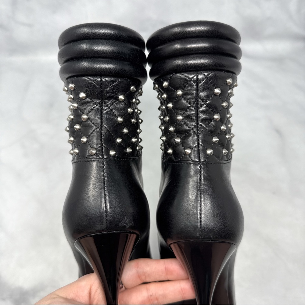 Giuseppe Zanotti Black Leather Studded Quilted Ankle Boots - Picture 6 of 14